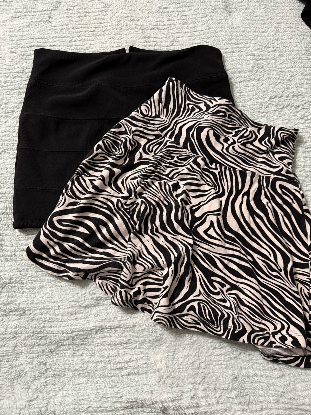 Ambiance Black and Cream Zebra Flared A-Line Skirt